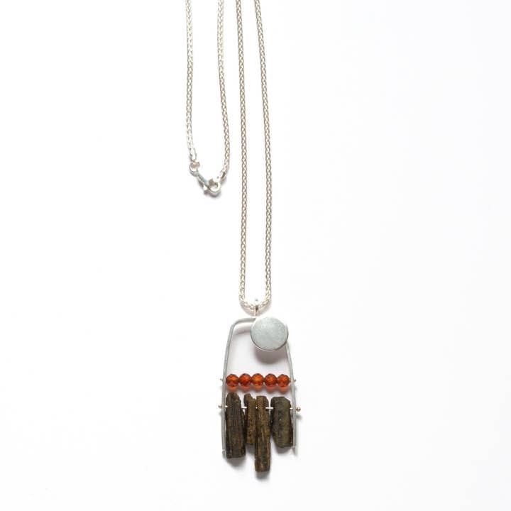 AM02N-S Squared Arc Necklace with Rough Tourmaline for wholesale by ASHKA DYMEL Studio