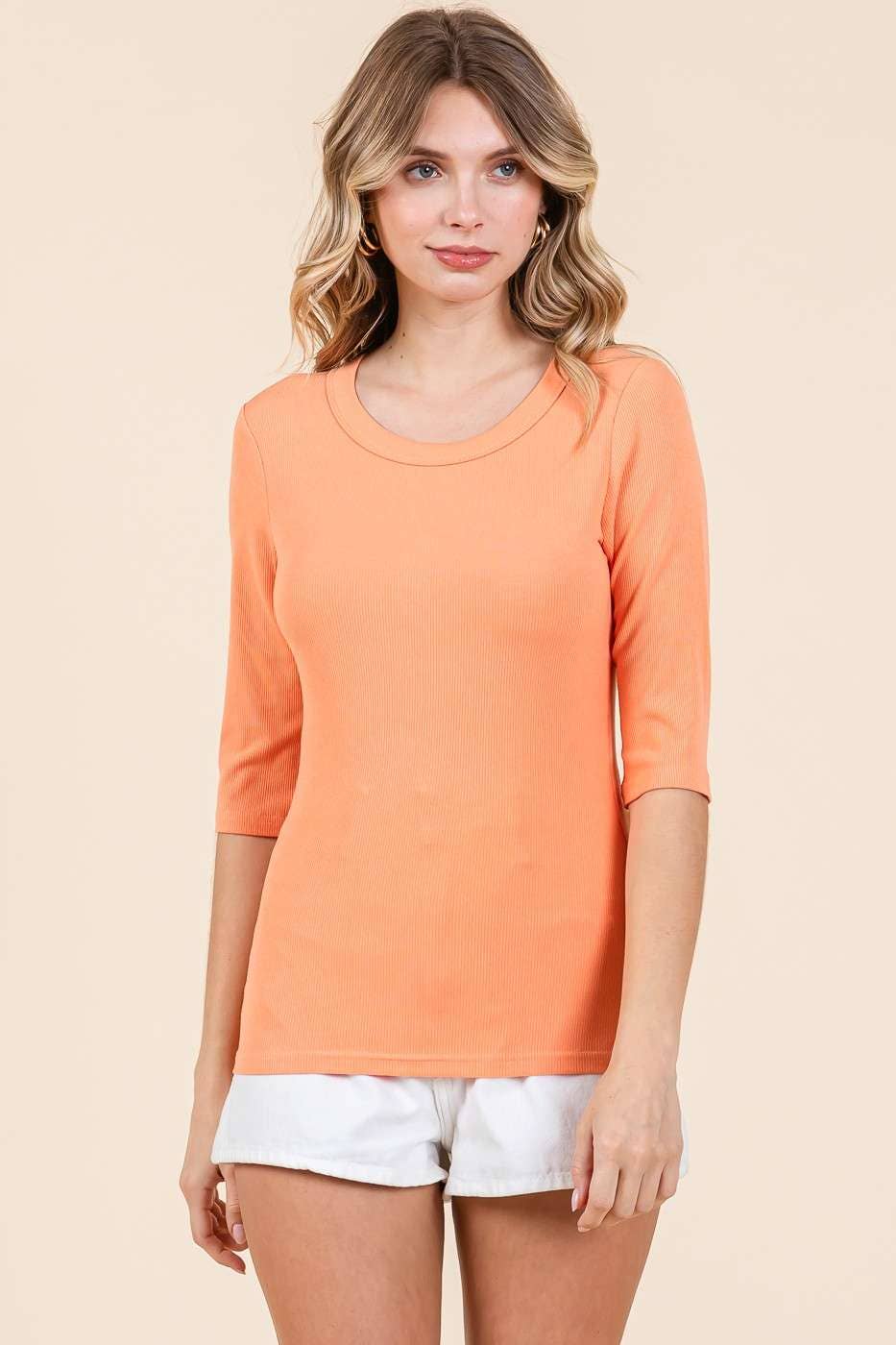 mittoshop - Wholesale Knit Top - Women's - H14853 - ROUND NECK 3/4 SLEEVE RIB KNIT TOP12