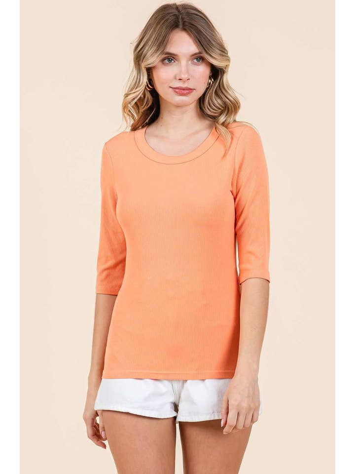 mittoshop - Wholesale Knit Top - Women's - H14853 - ROUND NECK 3/4 SLEEVE RIB KNIT TOP12