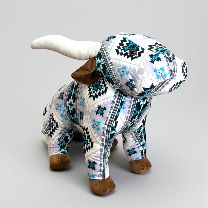 Western Linens - Wholesale Stuffed/Plush Toy - Kids & Baby - Large farm pal - Aztec longhorn