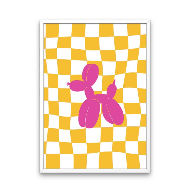 Fairy Bread Designs - Wholesale Art print - Balloon Dog Art Print Pink Yellow0