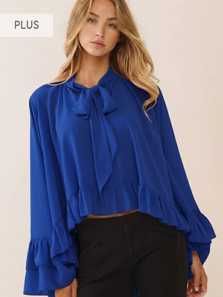 Blouse en mousseline à volants grande taille pour la vente par Oddi