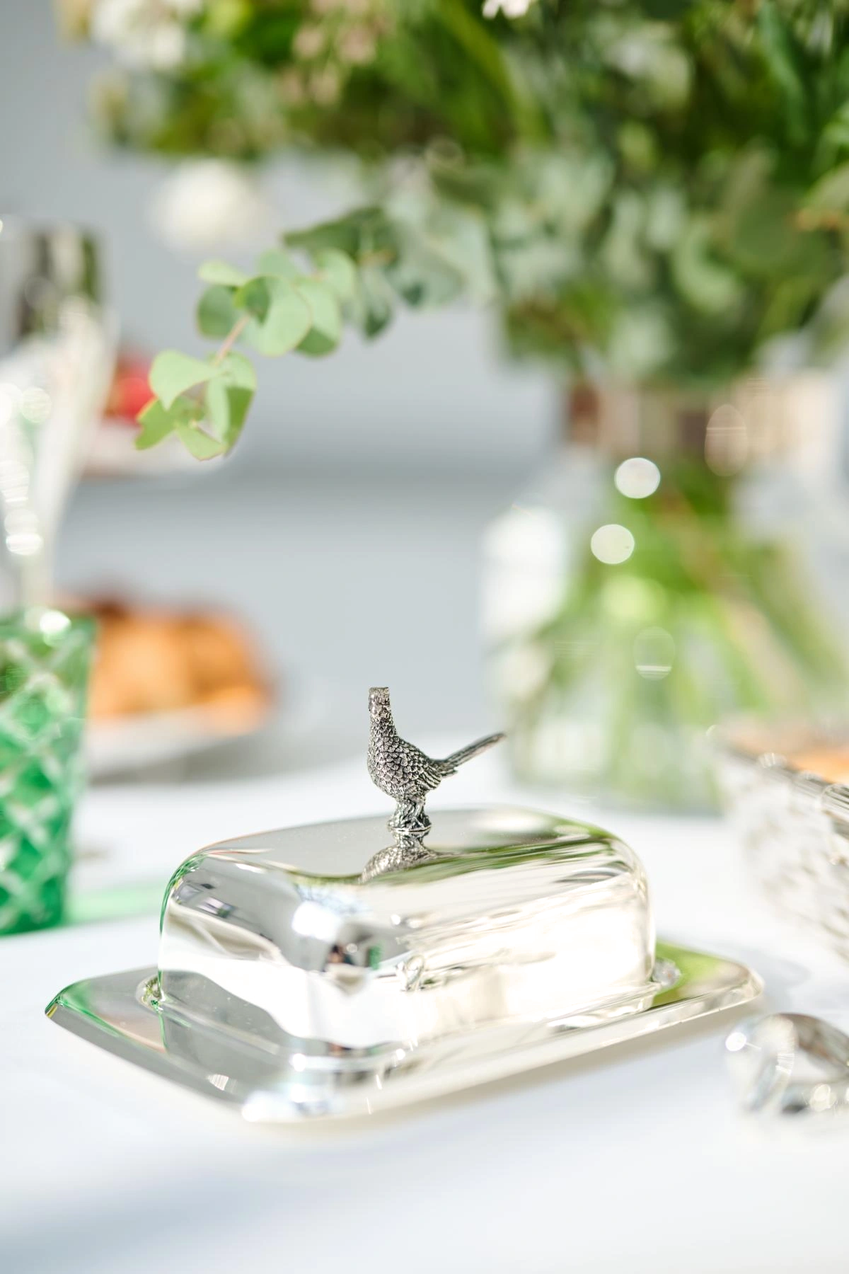 EDZARD – Großhandel Butterdosen – Butterdose Fasan mit Messer (L 18 cm)  4