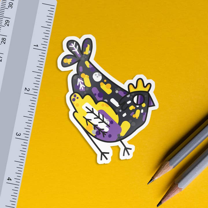 Disgaybled Designs - Wholesale Sticker - Zwarte niet-binaire kipsticker