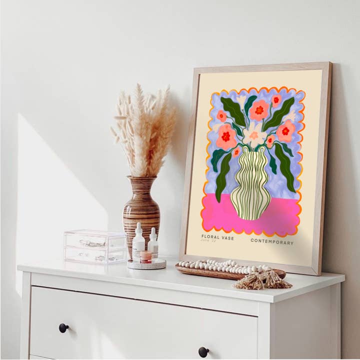 Kate Fox Design - Wholesale Art Print - Vase Art Print, Colourful Art Print, Hand Drawn Art, Quirky