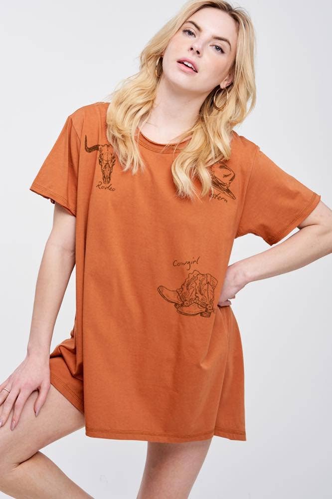Zutter - Wholesale Screen Printed T-Shirt - Women's - Rodeo Western Cowgirl Graphic Cotton Tunic6