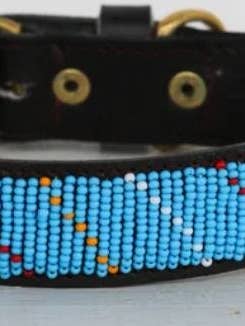 Handmade Beaded Leather Maasai Dog Collar with Free Shipping for wholesale by Delight merchants
