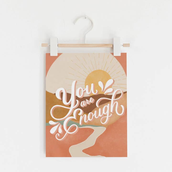 You Are Enough Boho Art Print for wholesale by Almost Local