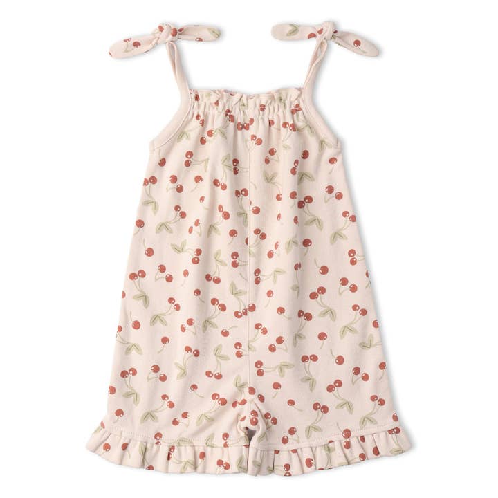 Organic Ruffle Jumpsuit - Cherry for wholesale by Makemake Organics