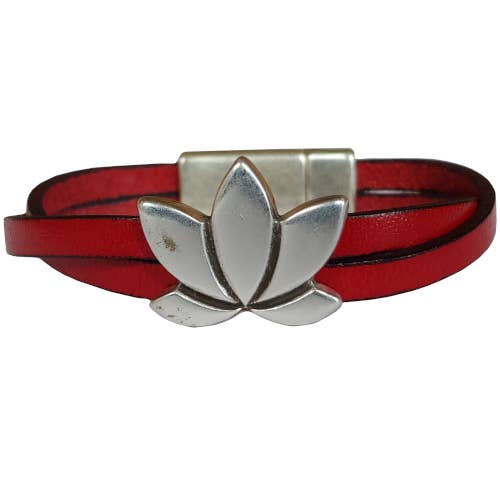 The Essence of Silver - Vente Bracelet jonc - Bracelet Femme en Cuir Lotus6