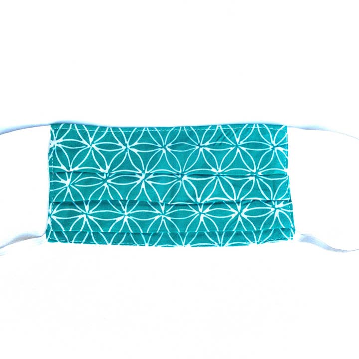 Flower of Life Turquoise Face Mask for wholesale by LINDA HERING