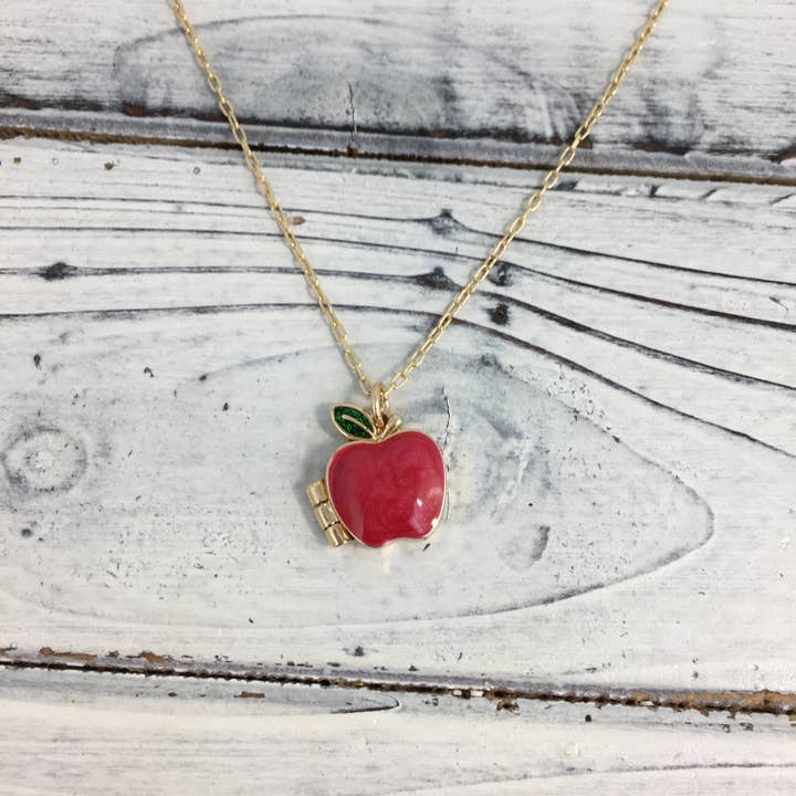 Teacher apple locket necklace for wholesale by SongLily
