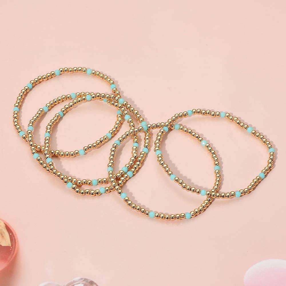 Sensibling Corp. - Wholesale Jewelry Set - 5PCS - Skinny Beaded Stretch Multi Layered Bracelets9