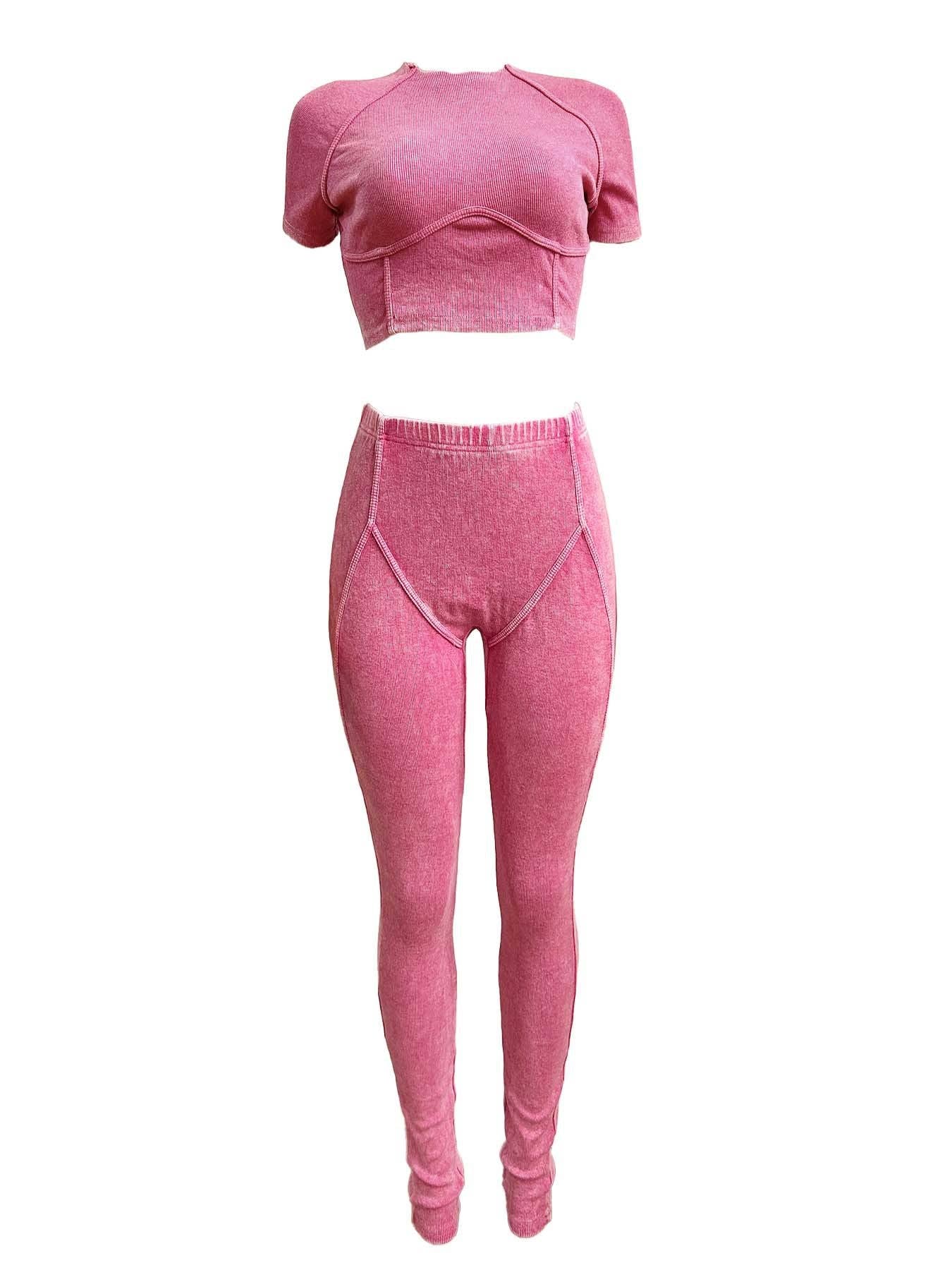 MB Fashion Wholesale - Wholesale Activewear Set - Women's - MB FASHION QUALITY RIBBED FABRIC WASHED 2 PCS SET 4015LY4