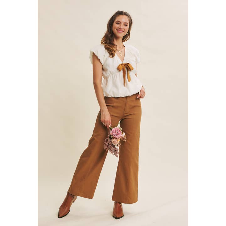 in february - Wholesale Blouse - Women's - SEASONLESS FEMININE CRINKLE BLOUSE WITH CONTRAST BOW TIE8