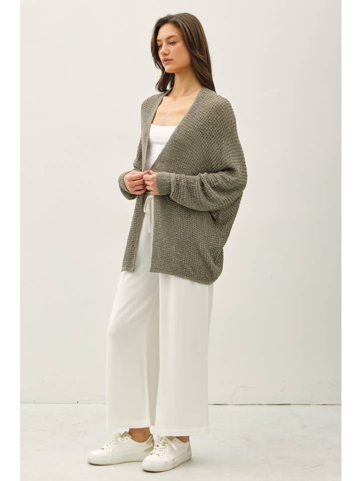 Be Cool - Wholesale Cardigan - Women's - OPEN FRONT LONG SLEEVE BREEZY YARN KNIT CARDIGAN