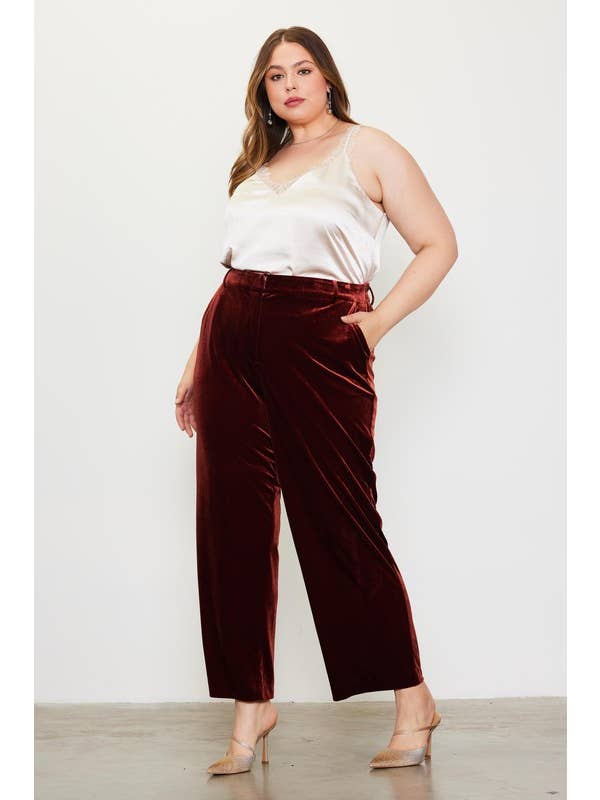 SKIES ARE BLUE – Engroshandel Bukser - Dame – Plus size fløjl bukser med lige pasform7