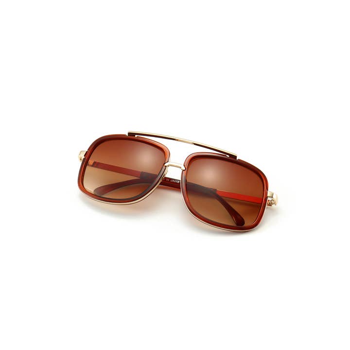 Trio Trading - Wholesale Sunglasses - Men's - Men's Fashion Sunglasses Big Size Rectangle Aviation 12 Pack