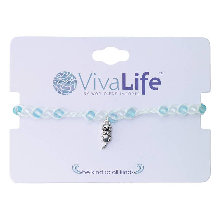 Otter Charm Frosted Bead Bracelet -12pcs for wholesale by World End Imports Jewelry & Gifts