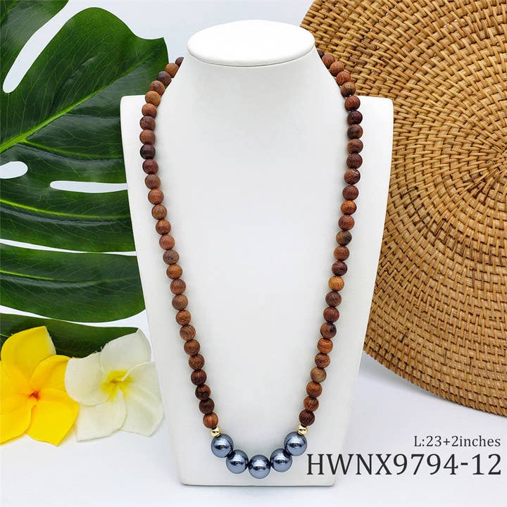 S&T Collections - Wholesale Kralen/parelketting - Hawaiiaanse houten kralenketting met parels in verschillende stijlen en kleuren