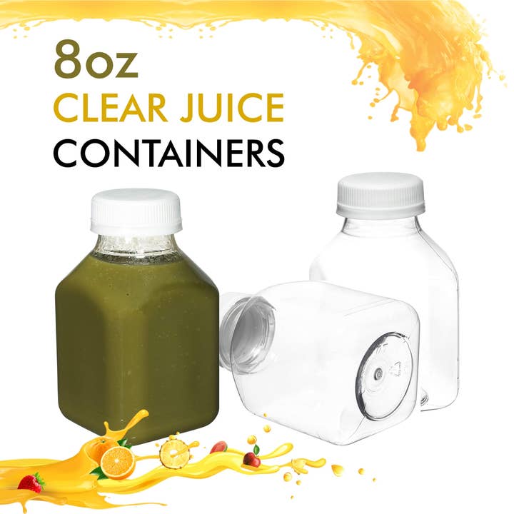 EcoQuality - Wholesale Milk/Juice Bottle - 8oz Empty Clear Plastic Juice Bottles
