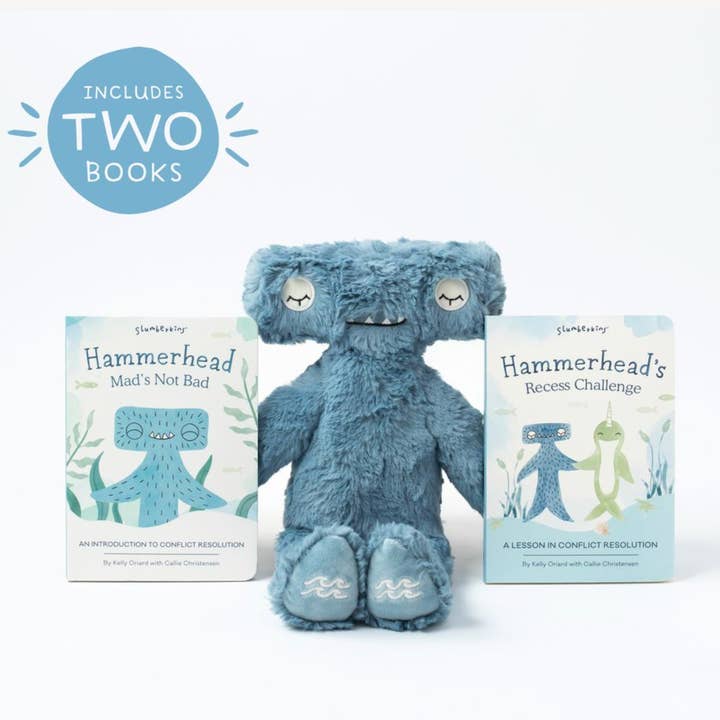 Slumberkins Inc. - Wholesale Stuffed/Plush Toy - Kids & Baby - Hammerhead's Conflict Resolution Plush Set - with 2 books!
