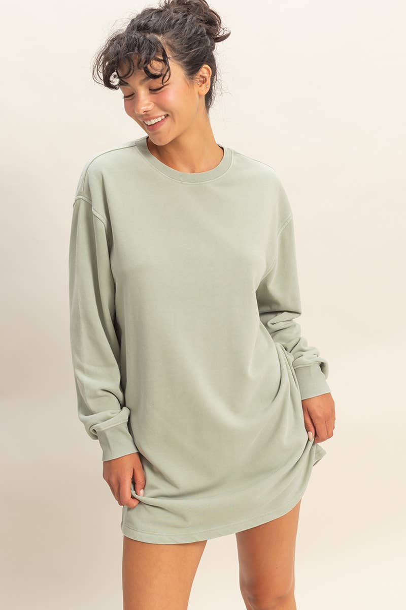 HYFVE – wholesale Dress – Women's – Mineral Washed Oversized Mini Sweatshirt Dress5