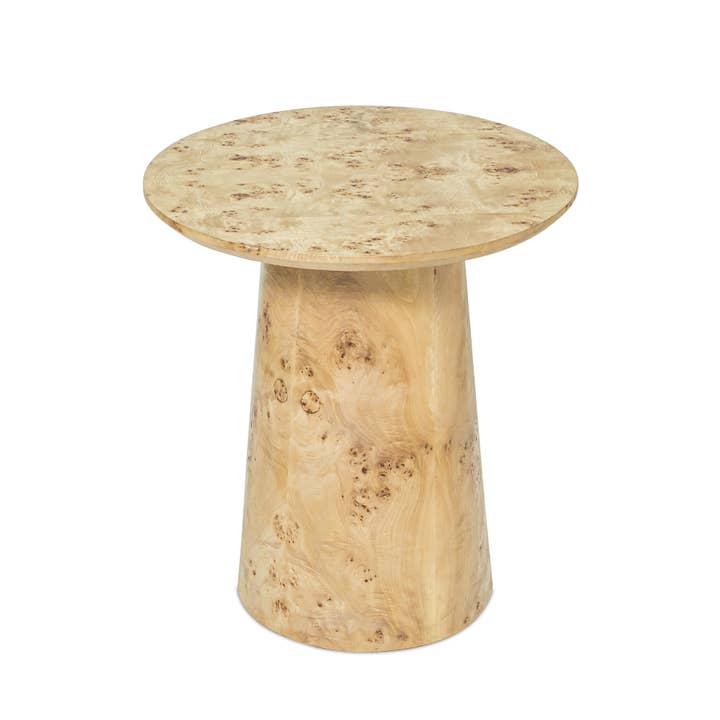 LR Home - Wholesale Side Table - Transitional Solid Burl Wood Handmade Round Side Table