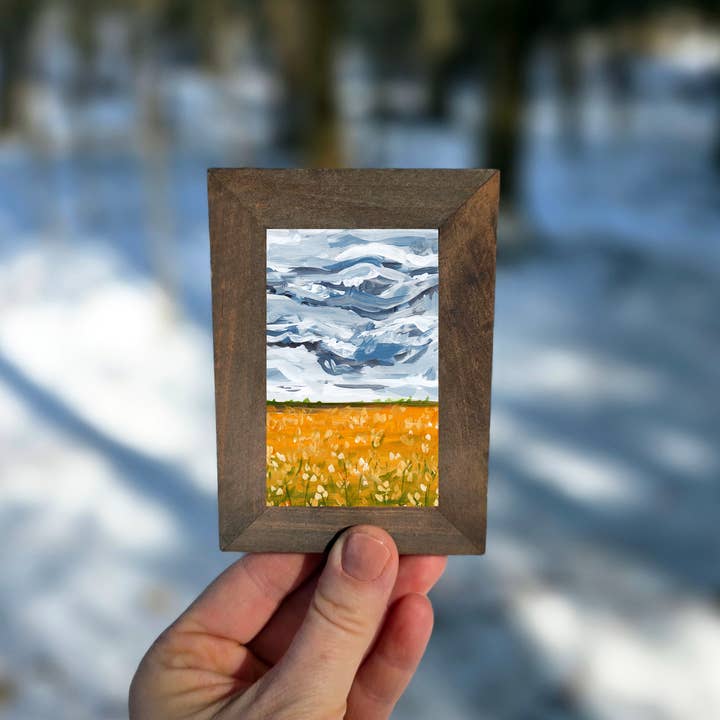 Impression de champ de fleurs jaunes dans un cadre pour la vente par The Cranberry Finch