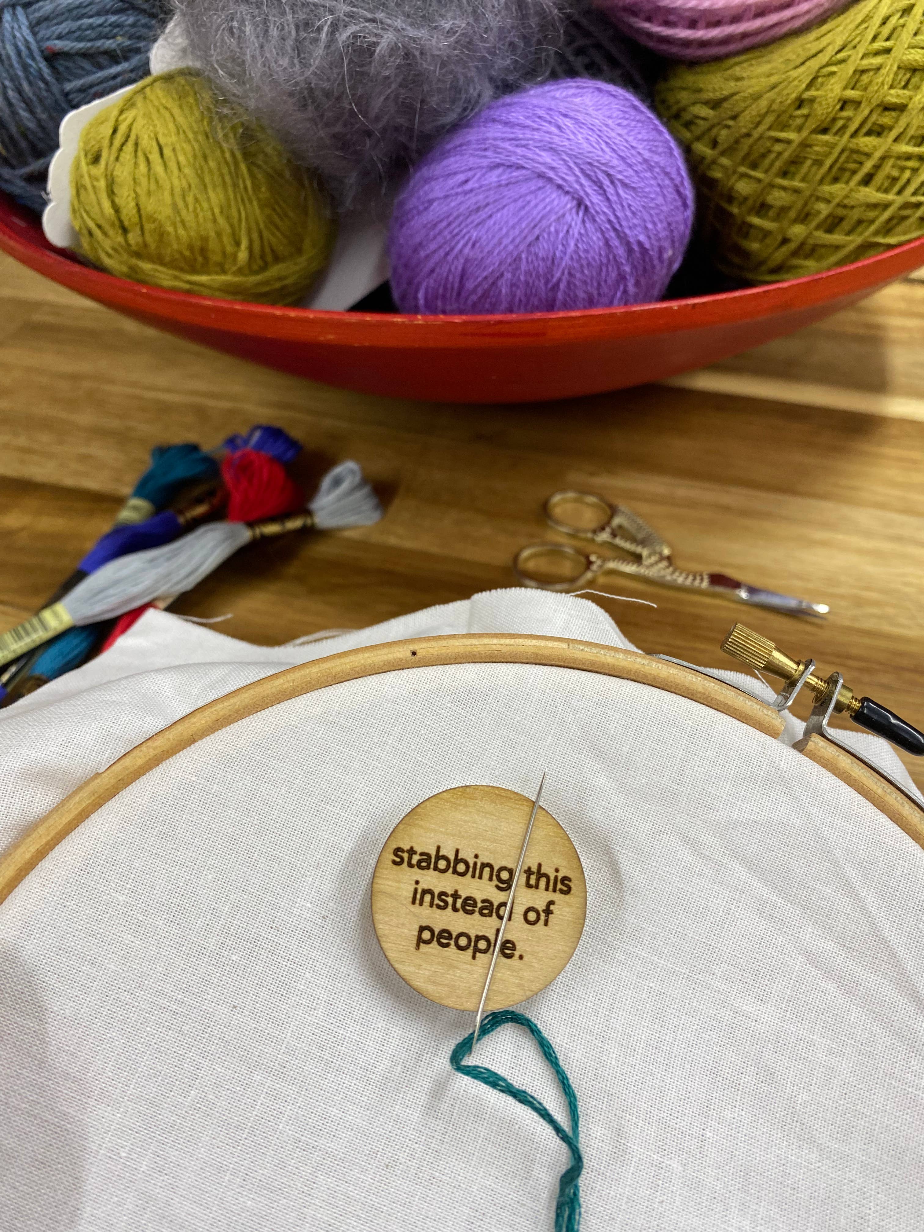 Infamous Cuts - Wholesale Knitting/Crochet Supplies - Needle Minder -- Stabbing This Instead of People1