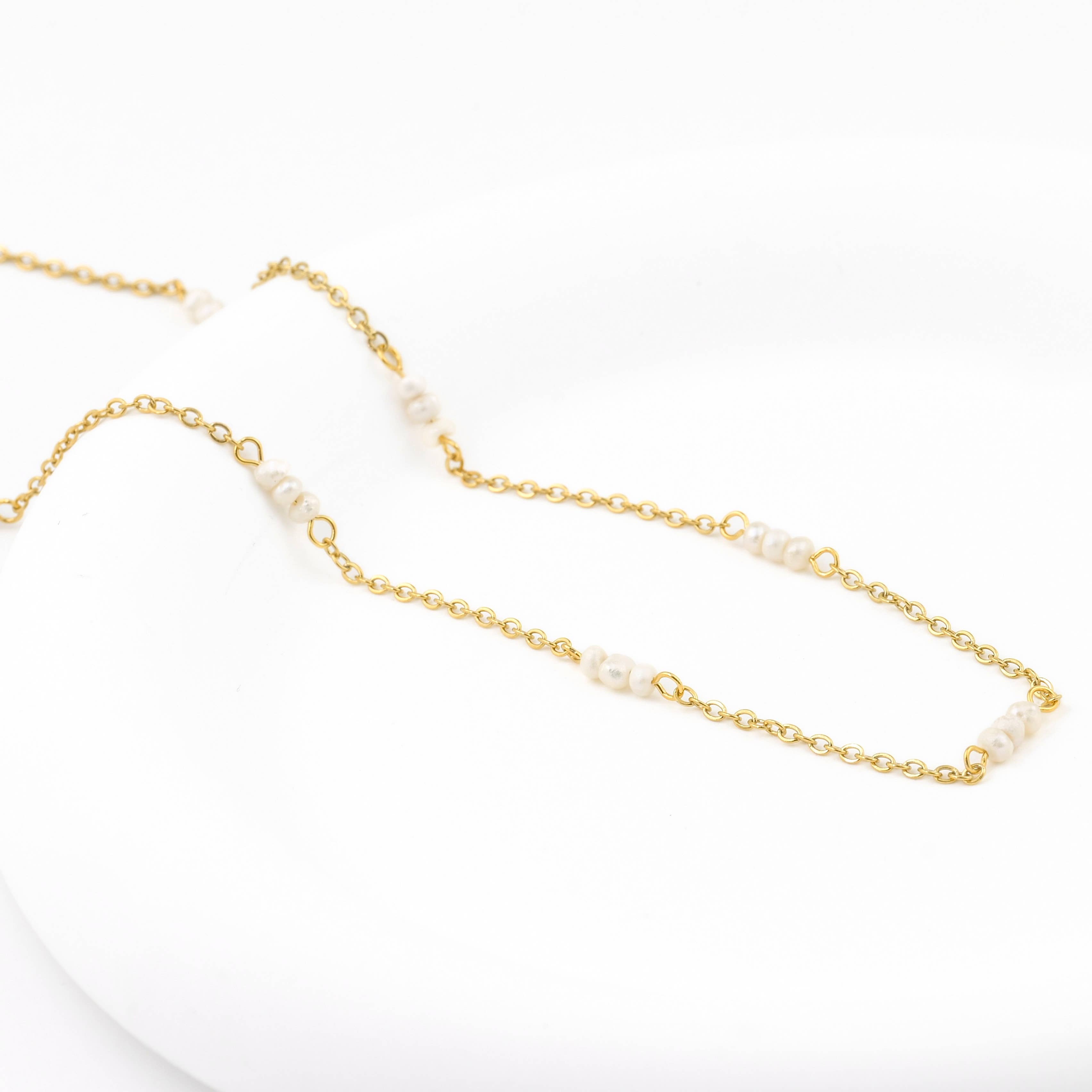 Blueyejewelry - Wholesale Beaded/Pearl Necklace - Gold Pearl Chain Necklaces - Waterproof Assorted Peal Chains17