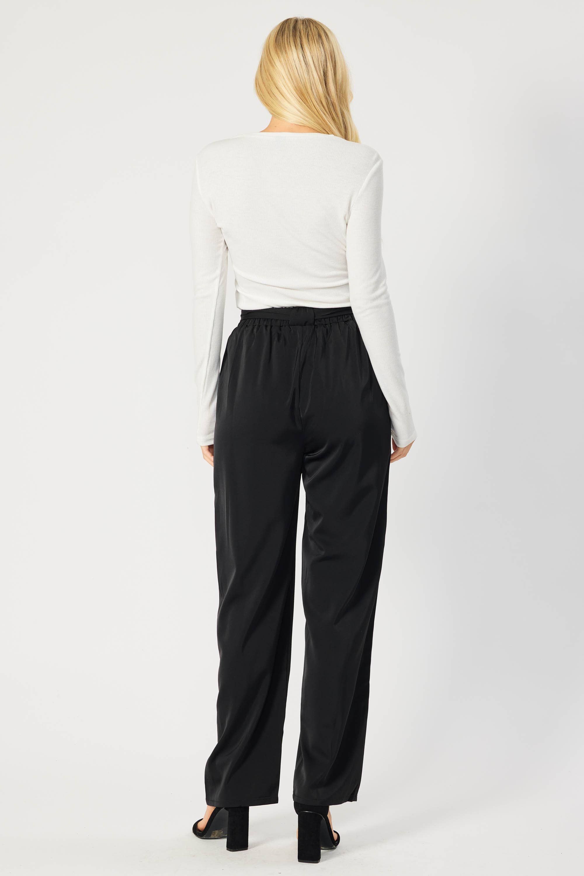 FSL Apparel - Wholesale Pants - Women's - IP7082 - SATIN TROUSER FEATURING BELT AMD ELASTIC WAIST BAND2