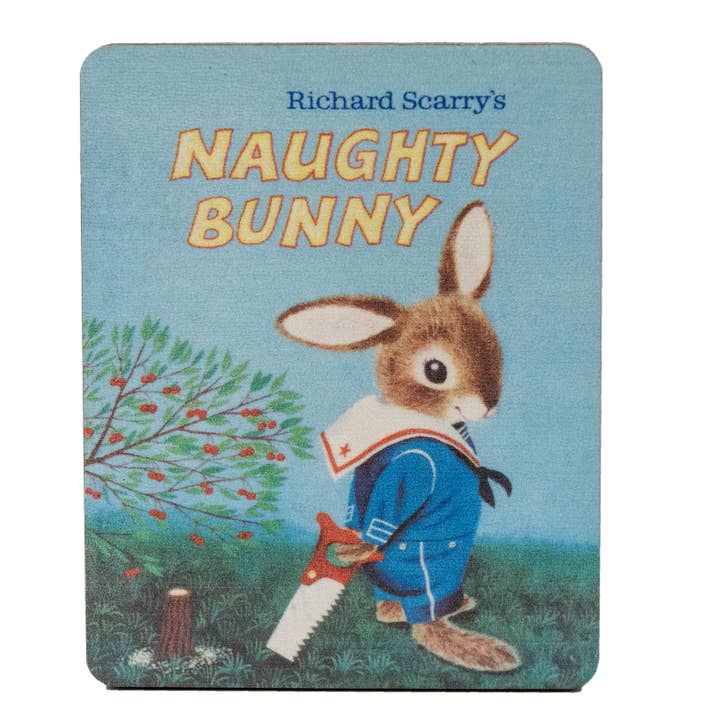 Richard Scarry Wood Magnet--Violent Bunny Book Cover for wholesale by LaserMach
