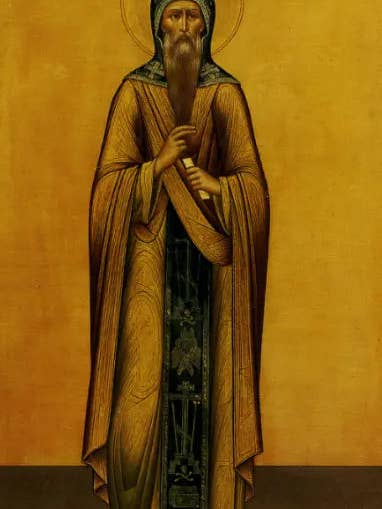 Heiliger ehrwürdiger Vater Gennadius von Kostroma und Liubimograd. Holzorthodoxe Ikone. für den Großhandel von Iconsofsaints