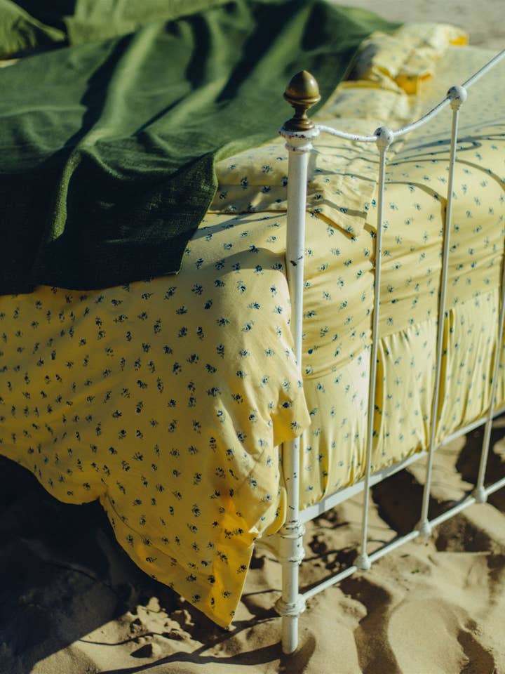 Fitted Sheet in Ditsy Rose Straw for wholesale by Bliss and Mischief