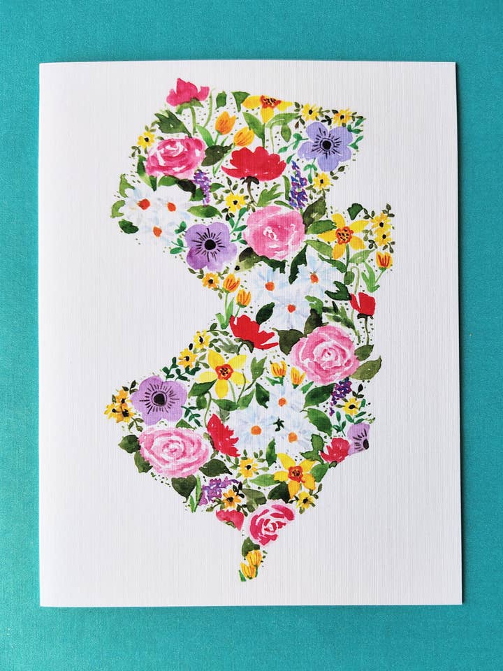 Garden state Flowers greeting card| State Card| Florals Card for wholesale by Artcolorworks