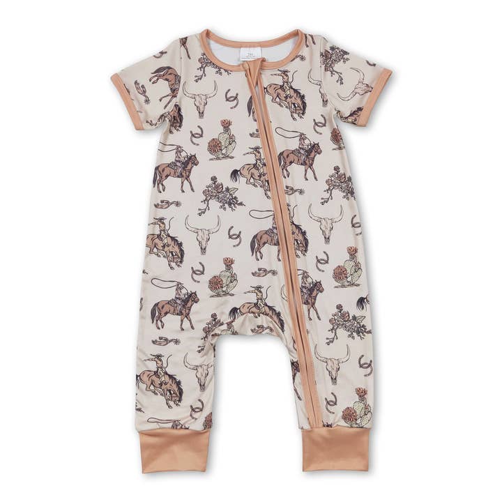 Yawoo Garments - Wholesale Sleepwear Set - Kids - Short sleeves horse rodeo kids boys western pajamas