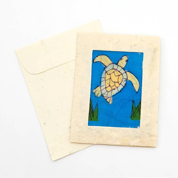 Eclectic Woodchuck – wholesale Everyday greeting card – Batik Turtle Mini Card0