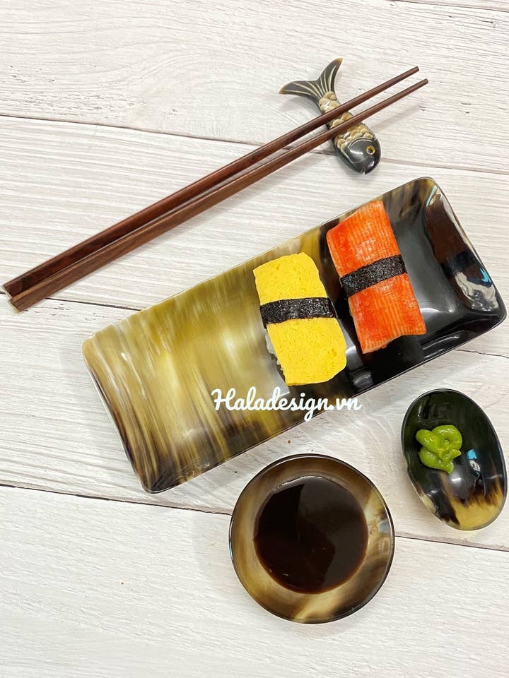 Rechteckiges Tablett aus Büffelhorn für den Großhandel von Hala Design