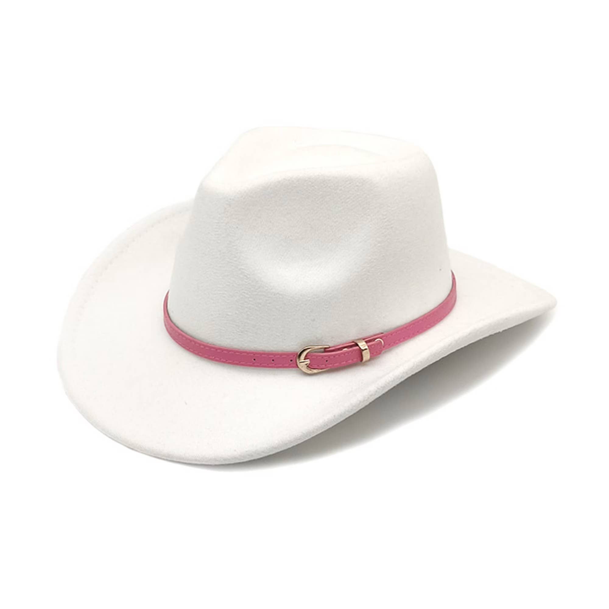 Syrrios Gifts LLC - Wholesale Cowboy Hat - Unisex - Cowboy Cowgirl Western Felt Hat with Pink Band Buckle12