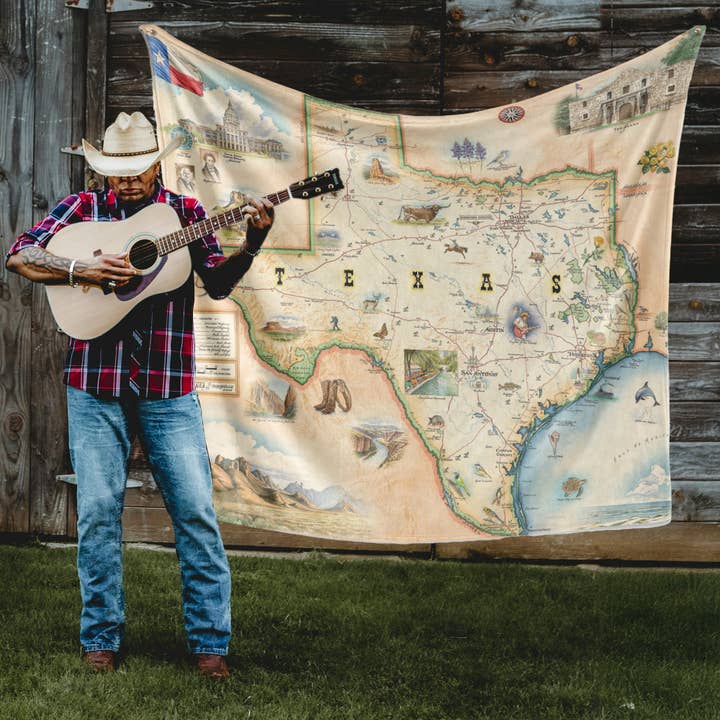 XPLORER MAPS - Wholesale Throw Blanket - Texas State Map Fleece Blanket1