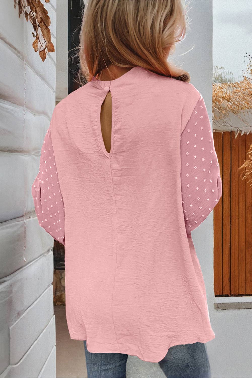 PRETTY BASH - Wholesale Blouse - Women's - Solid Swiss Dot Balloon Sleeve Blouse8