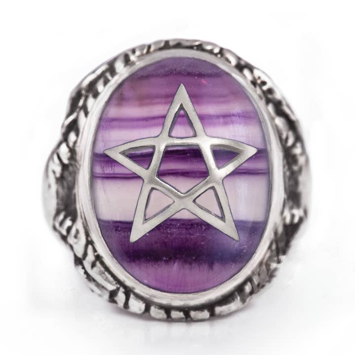 Light Banded Purple Fluorite Angel Heart Ring for wholesale by Alex Streeter