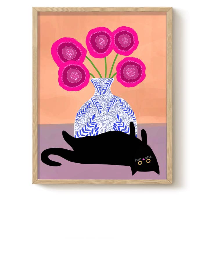 Upside Down Cat Print - Wall Hanging & Poster Gift for wholesale by The Paper Tail