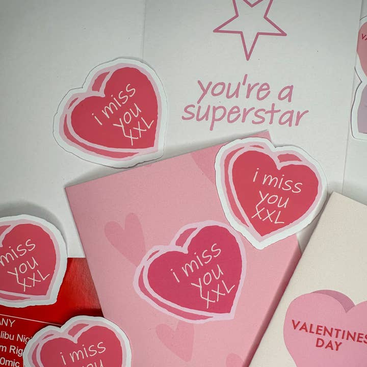 I Miss U XXL Valentine LA5 4x6 Greeting Card + Sticker for wholesale by SpicyStylesCo
