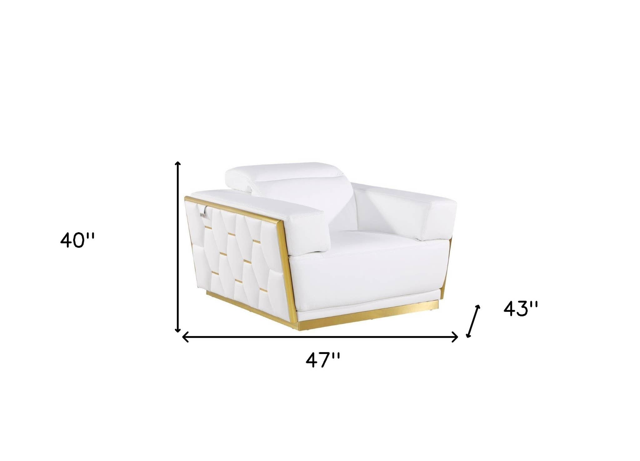 HomeRoots - Wholesale Chair - 47" White and Gold Italian Leather Club Chair2