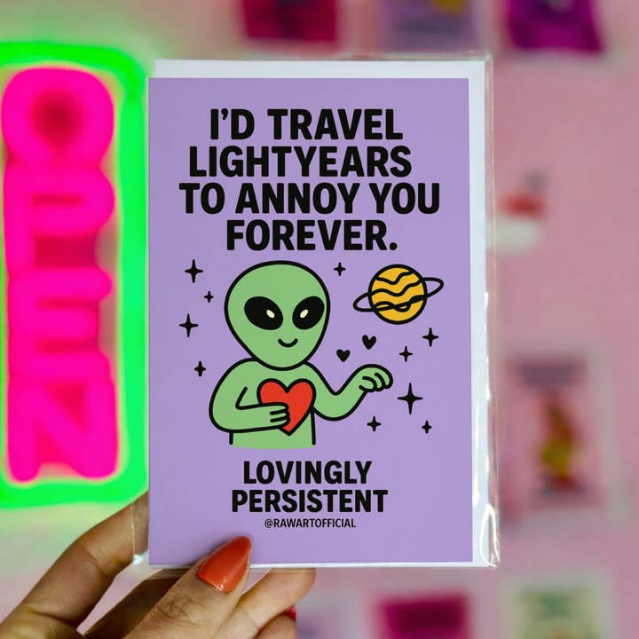 Funny Alien Love Card: Space Anniversary, Valentine Gift for wholesale by Hot Mess Paper Co.