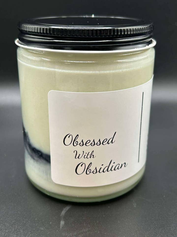 Obsessed with Obsidian 8 ounce Soy Candle for wholesale by Sanbox Candle Co