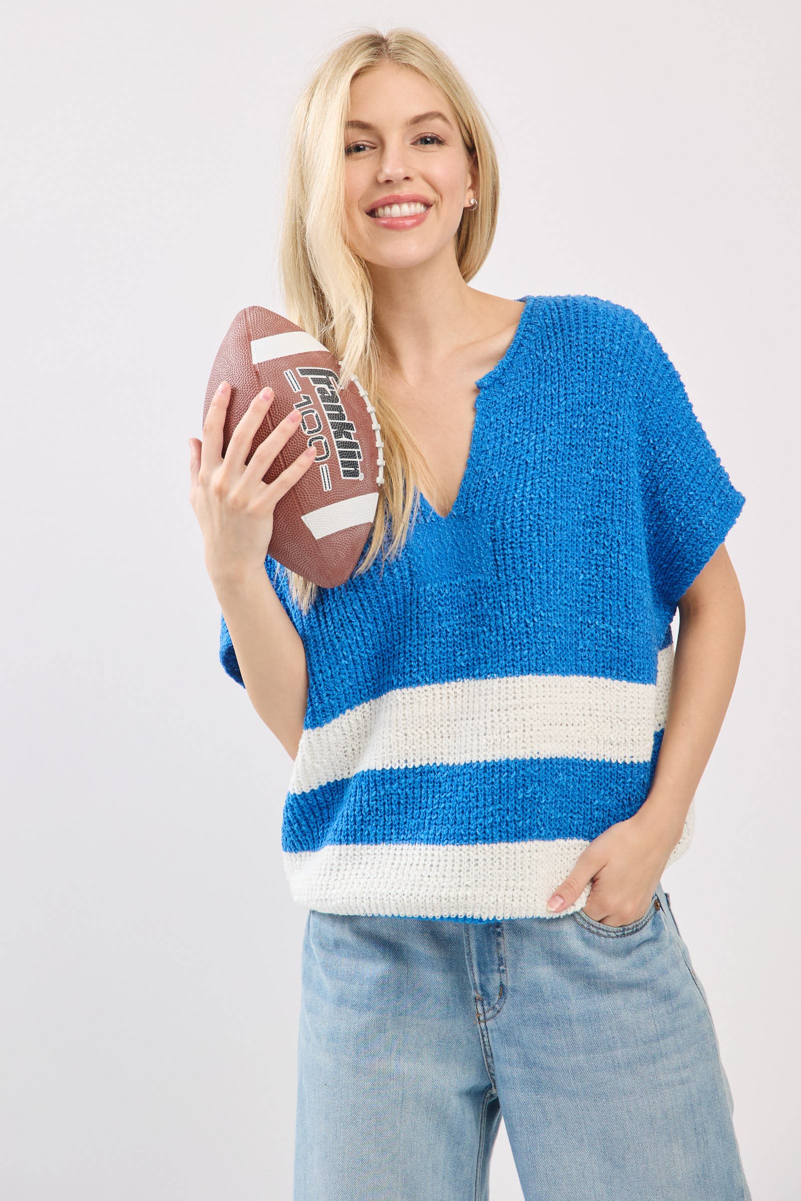 Sewn and Seen - Wholesale Knit Sweater - Women's - Stripe Knit Sleeveless Sweater9