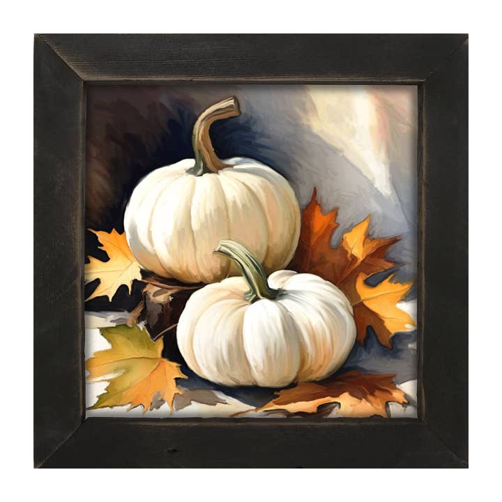 White Pumpkins with fall Leaves for wholesale by ginger blue